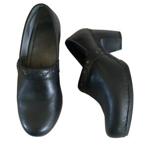 Dansko Riki Black Leather Block Heels Size 42 Comfort Shoe